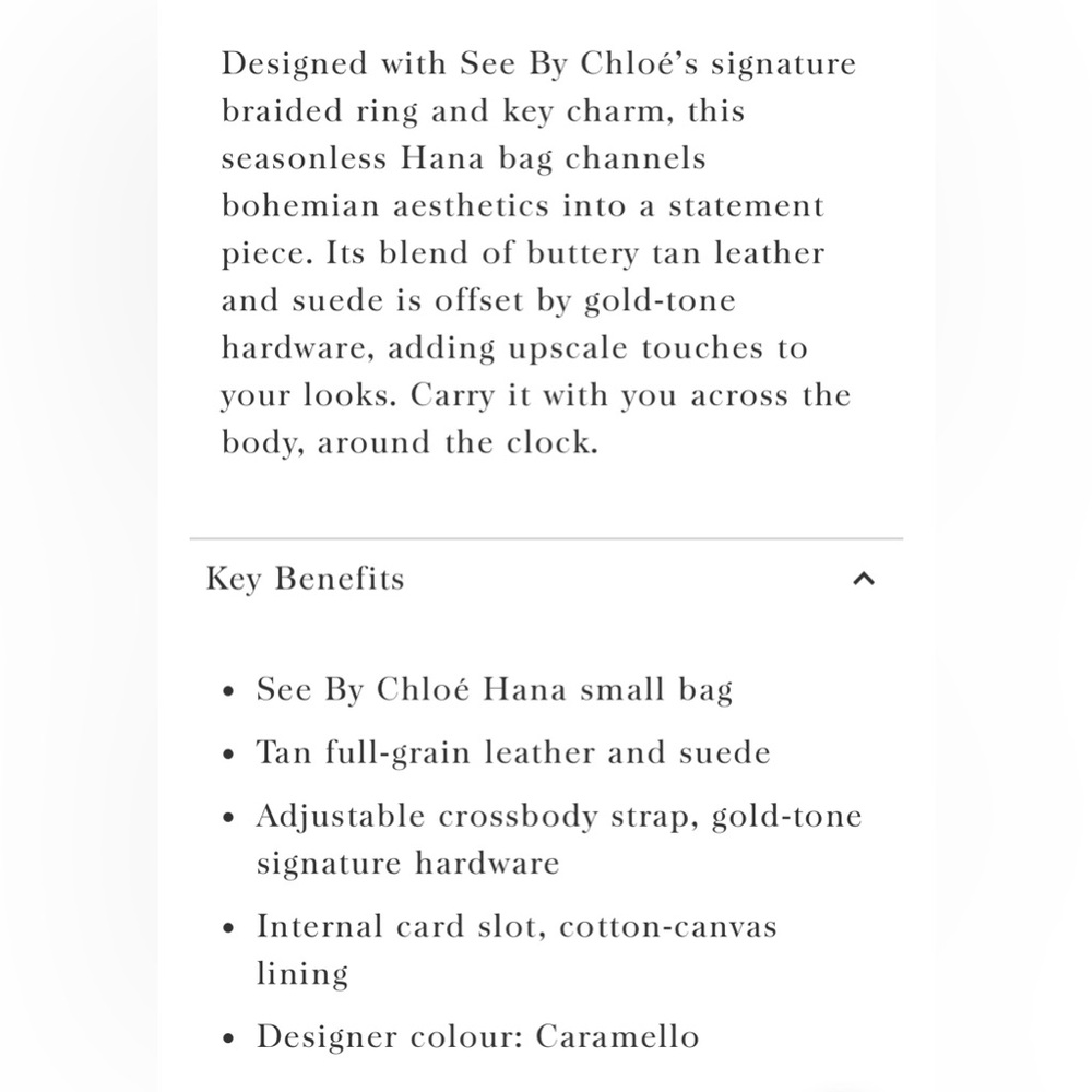 See by Chloe Hana Bag NWT in caramello - Picture 5 of 13